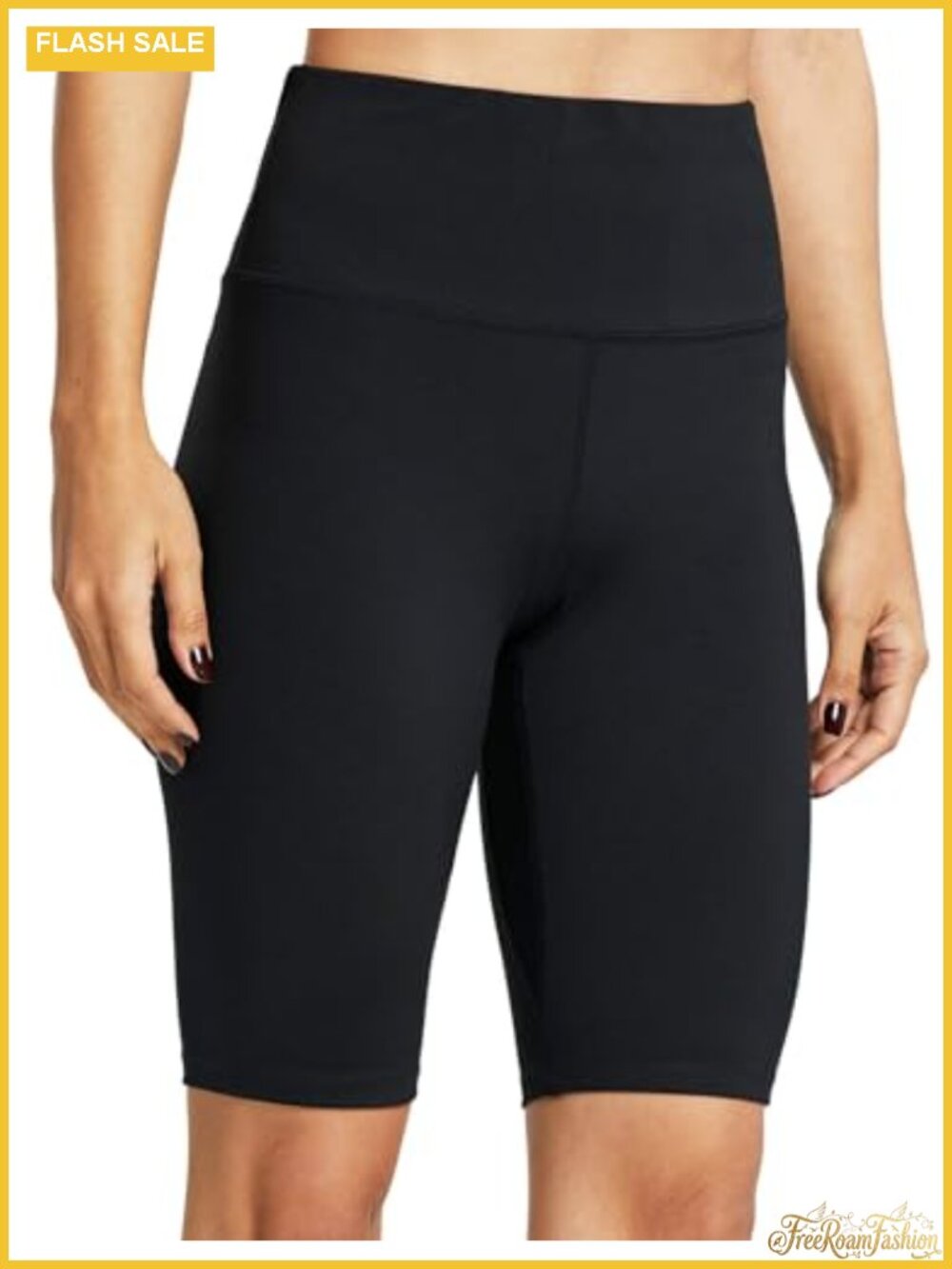 Women's High Waisted Biker Shorts with Tummy Control, 10" Inseam, 2 Pockets